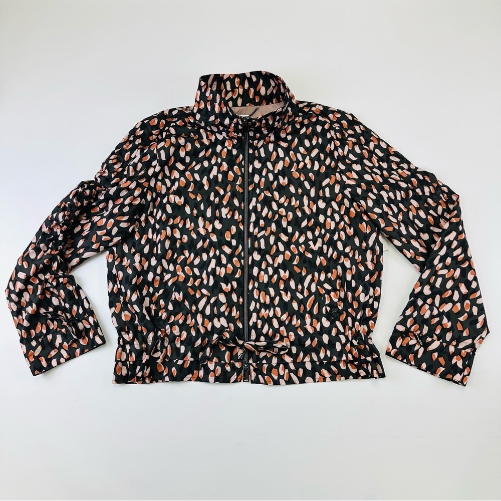 Marc Cain print womens windbreaker Medium zip front ruched sleeve casual